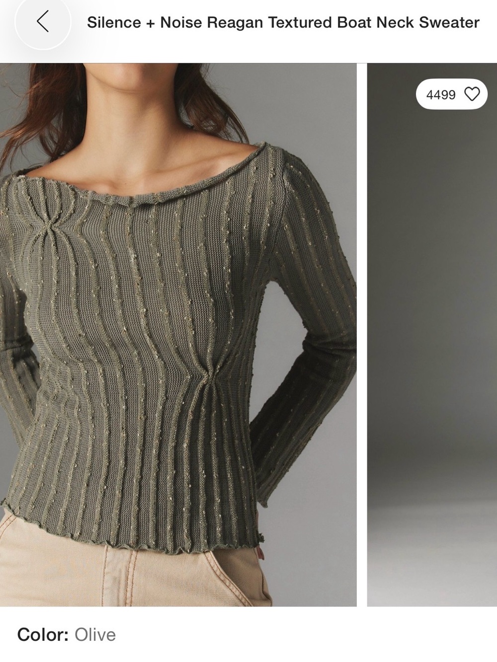 Silence + Noise Reagan Textured Boat Neck Sweater - Olive Green - Size Medium